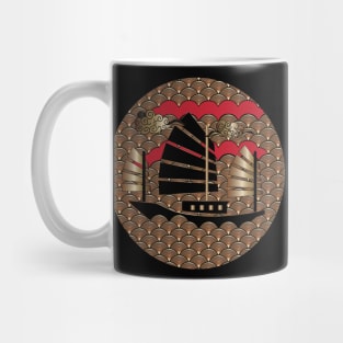 Japanese Waves Crest Copper Design Mug